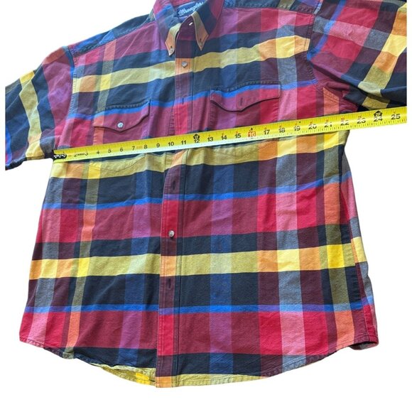 Wrangler Shirt Men's XL Multicolor Plaid Short Sleeve Western‎ Button Down | V1 - Picture 4 of 5